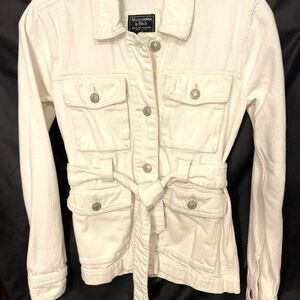 Abercrombie & Fitch White Utility/Safari Jacket Wns White 100% Cotton Sz XXS